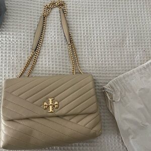 Tory Burch Beige Quilted Shoulder Bag